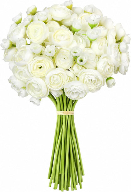 24 Pcs Ranunculus Artificial Flower Faux Silk Mini Ranunculus Flowers Fake Flowers for DIY Bouquet,Centerpieces Tables, Wedding Decor, Bridal Shower Decorations,Home Decor