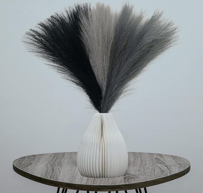 45" Faux Dried Pampas Grass Tall Decor, Fluffy Fake Long Pompas Artificial Black Grey Gray Pompous Stems Bouquet Flower Arrangement Vase Filler for Boho Home Wedding Decoration