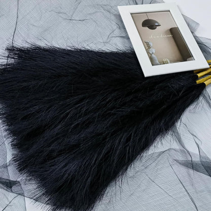 45" Faux Dried Pampas Grass Tall Decor, Fluffy Fake Long Pompas Artificial Black Grey Gray Pompous Stems Bouquet Flower Arrangement Vase Filler for Boho Home Wedding Decoration