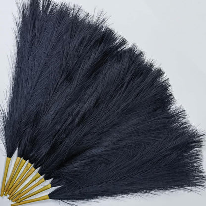 45" Faux Dried Pampas Grass Tall Decor, Fluffy Fake Long Pompas Artificial Black Grey Gray Pompous Stems Bouquet Flower Arrangement Vase Filler for Boho Home Wedding Decoration