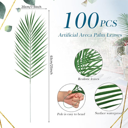 100 Pcs 25 in Artificial Palm Leaves Decor Large Tropical Faux Plant