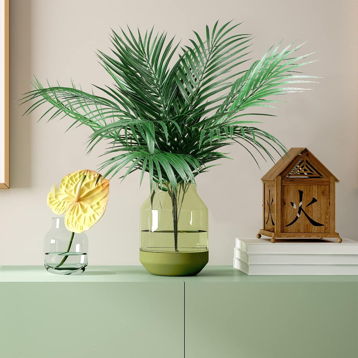 100 Pcs 25 in Artificial Palm Leaves Decor Large Tropical Faux Plant