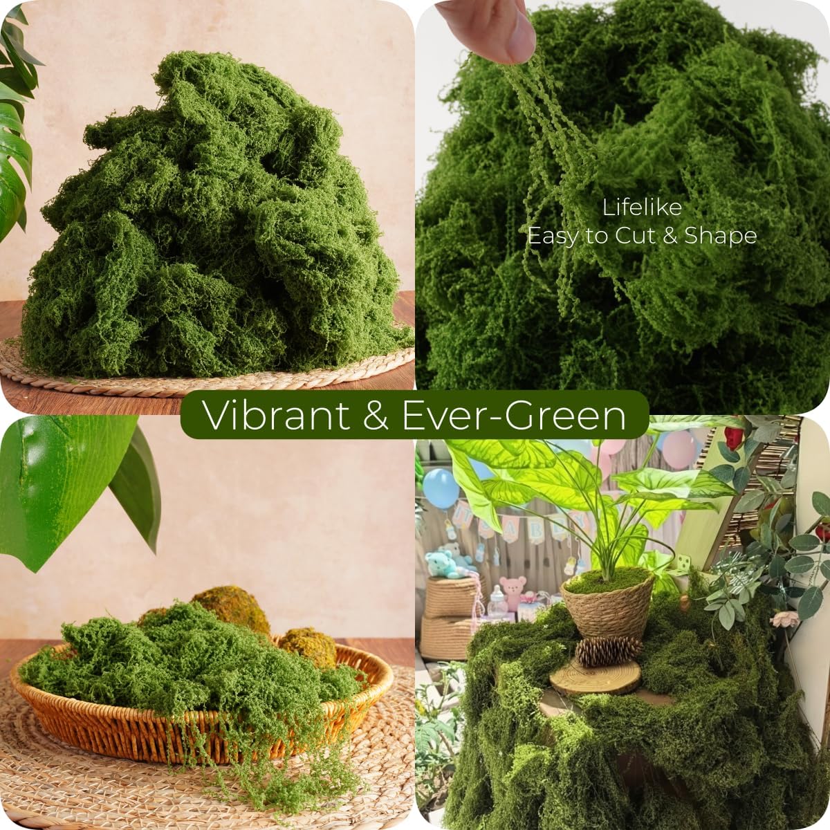 1.5LB Bulk Moss for Decorating - Fake Moss for Crafts, Potted Plants, Fairy Gardens, Terrariums & Wedding Displays | Natural Look Faux Grass (Dark Green)