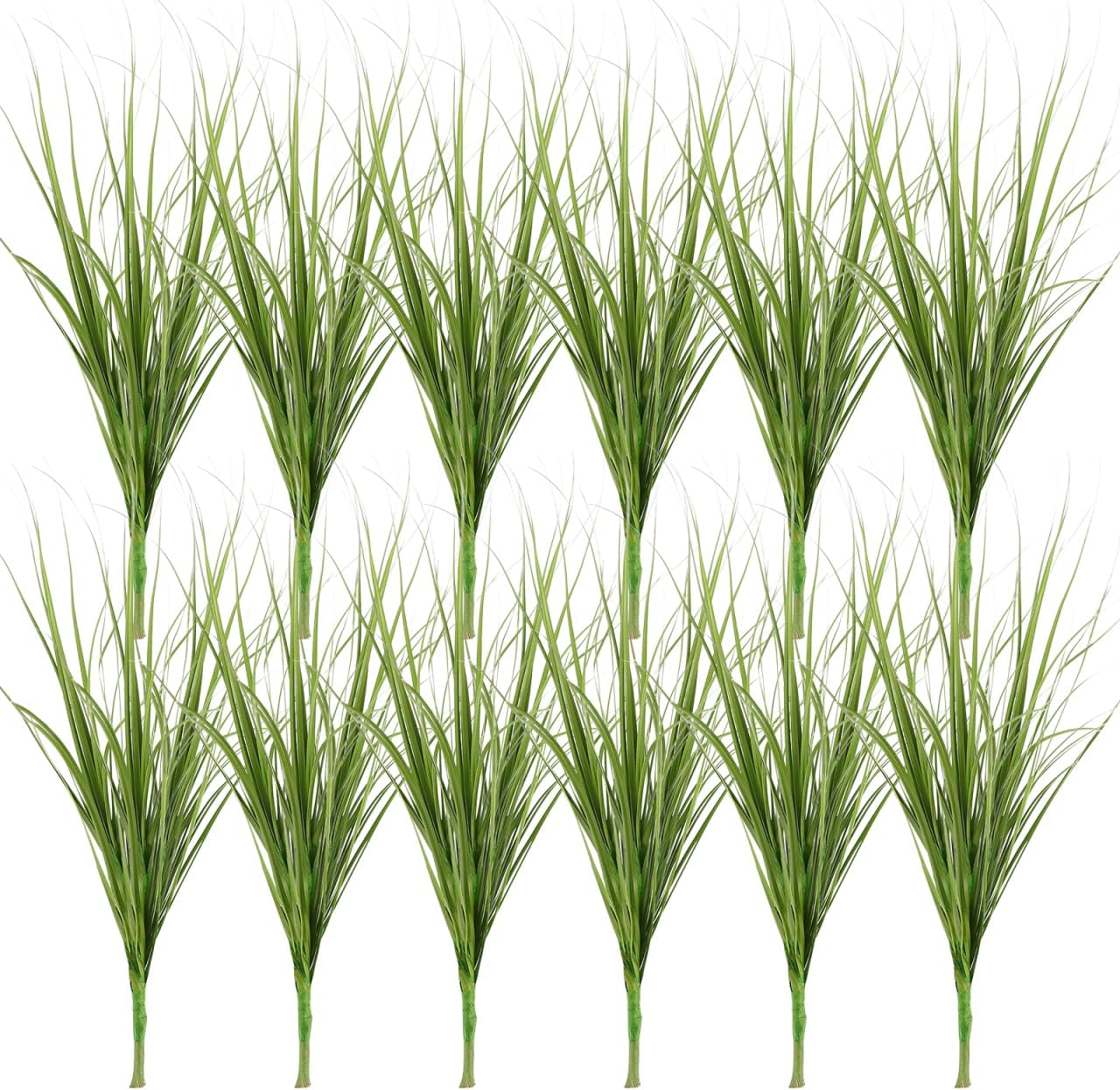 24Pcs Artificial Grass, 11.79in Fake Short Grass Artificial Shrub Plants, Simulation Dwarf Plants Faux Greenery Stems for Patio, Vase, Restaurant, Indoor Decor