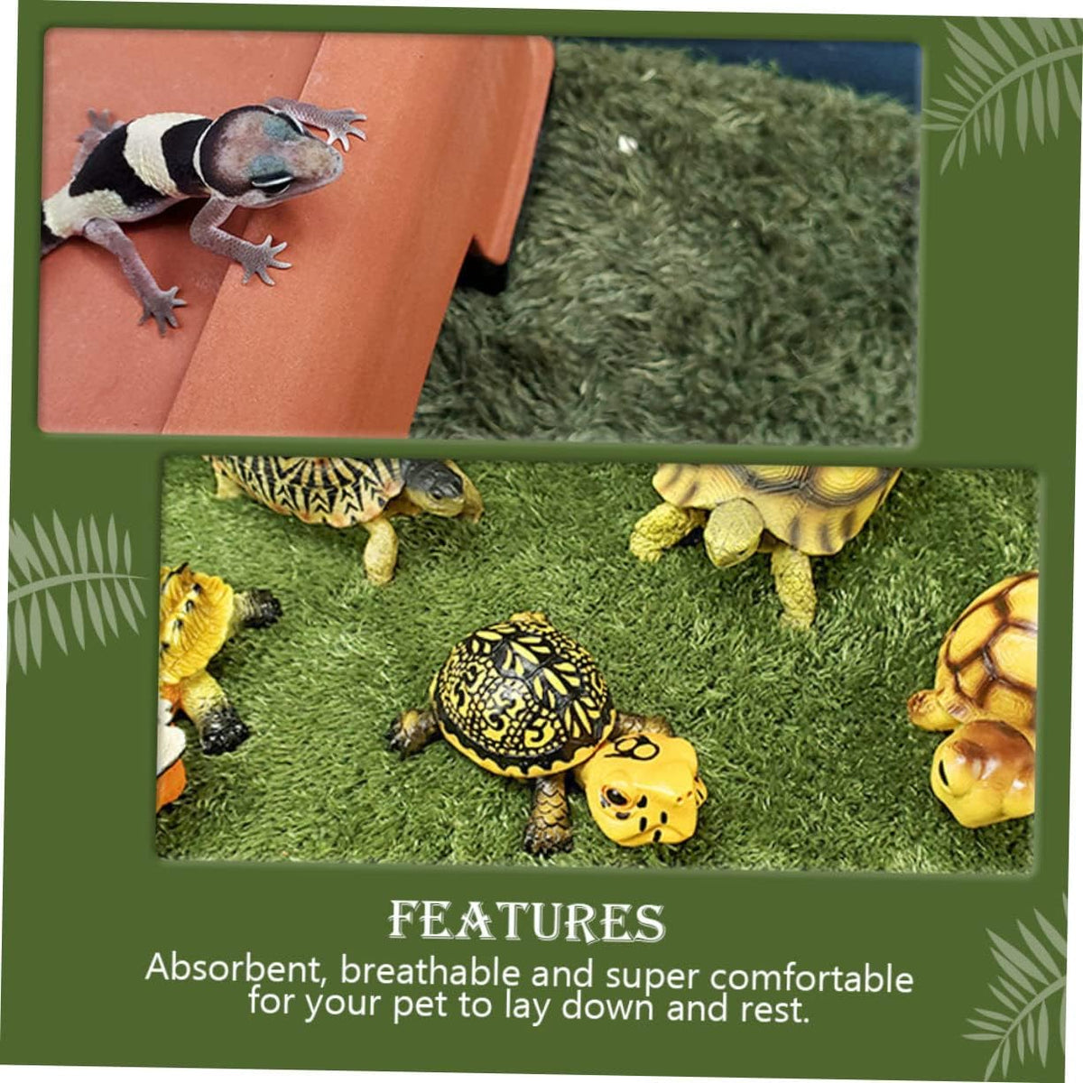 Decorative Reptile Lawn Mat Artificial Grass Carpet for Turtles Frogs and Lizards Easy to Install Absorbent Breathable Reptile Decor for Terrarium Enclosure