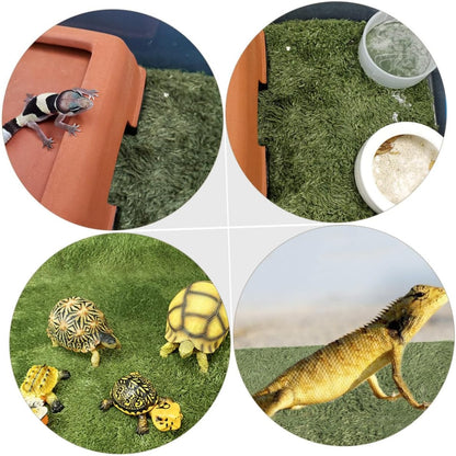 Decorative Reptile Lawn Mat Artificial Grass Carpet for Turtles Frogs and Lizards Easy to Install Absorbent Breathable Reptile Decor for Terrarium Enclosure