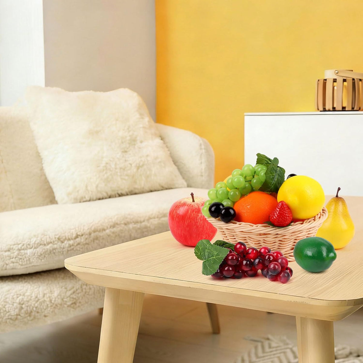 24Pcs Fake Fruit Pack, Artificial Fruit for Home Decor Realistic Fake Mixture Fruits Set Table Centrepieces Party Chirstmas Decoration Home Kitchen Lifelike Faux Fruits Modle Apple Bananas