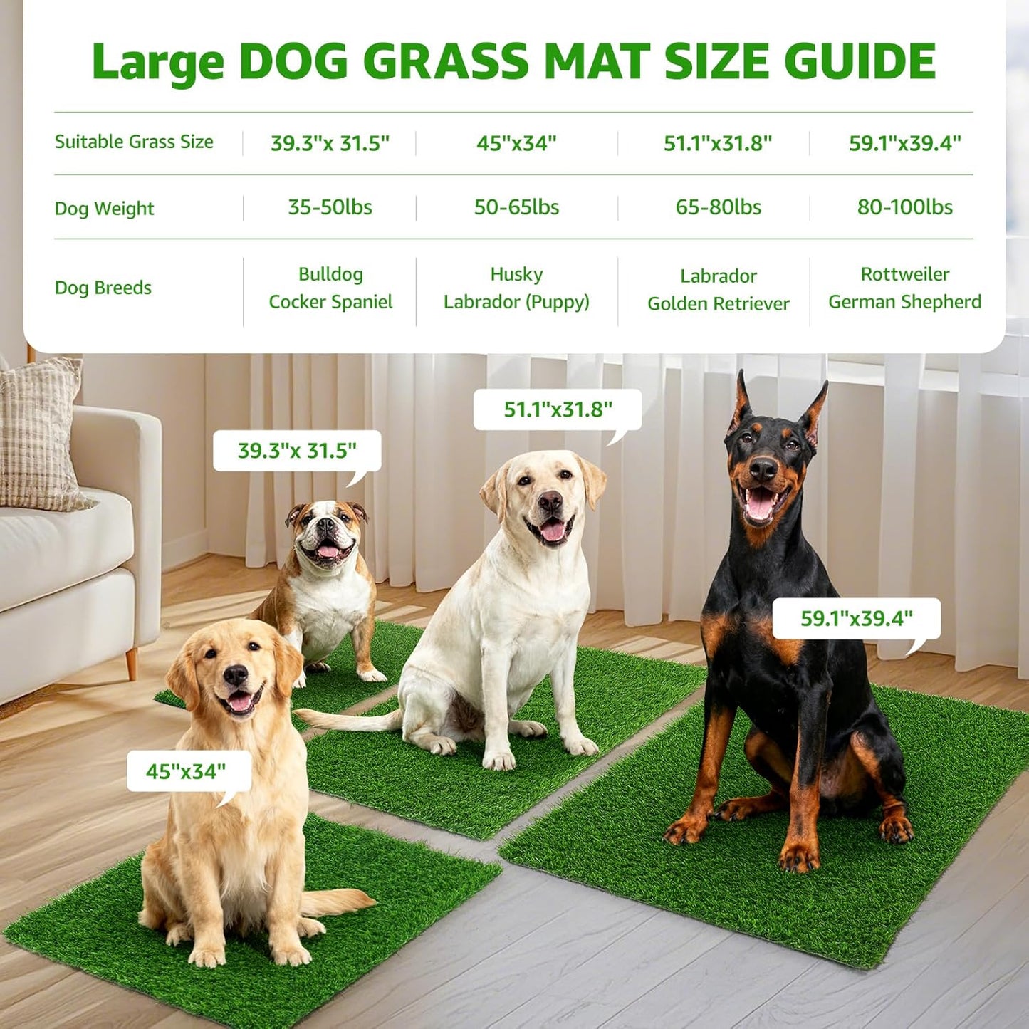 Artificial Pee Grass Pad for Dogs, Fake Grass Replacement Pads for Dog Potty Tray Training Pet Turf, Indoor and Outdoor Mat- 2 Packs (14" x 18")