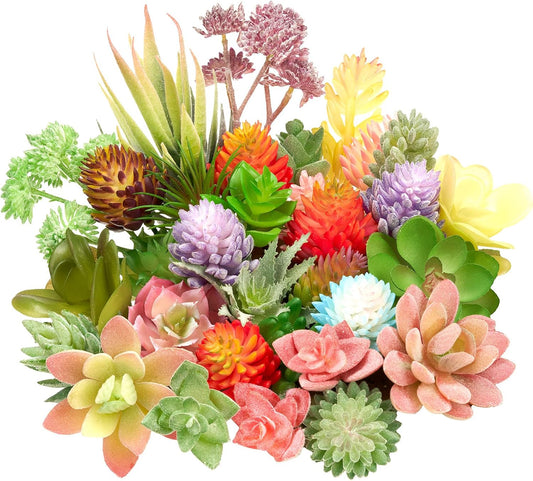 32 Pcs Mini Fake Succulents, Small Artificial Faux Succulent Plants Decor