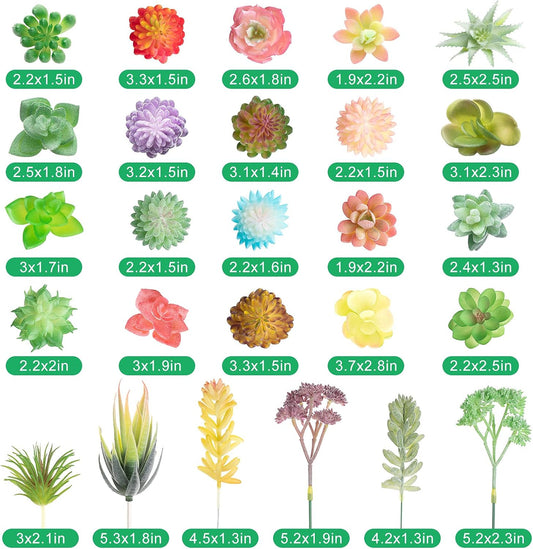 32 Pcs Mini Fake Succulents, Small Artificial Faux Succulent Plants Decor