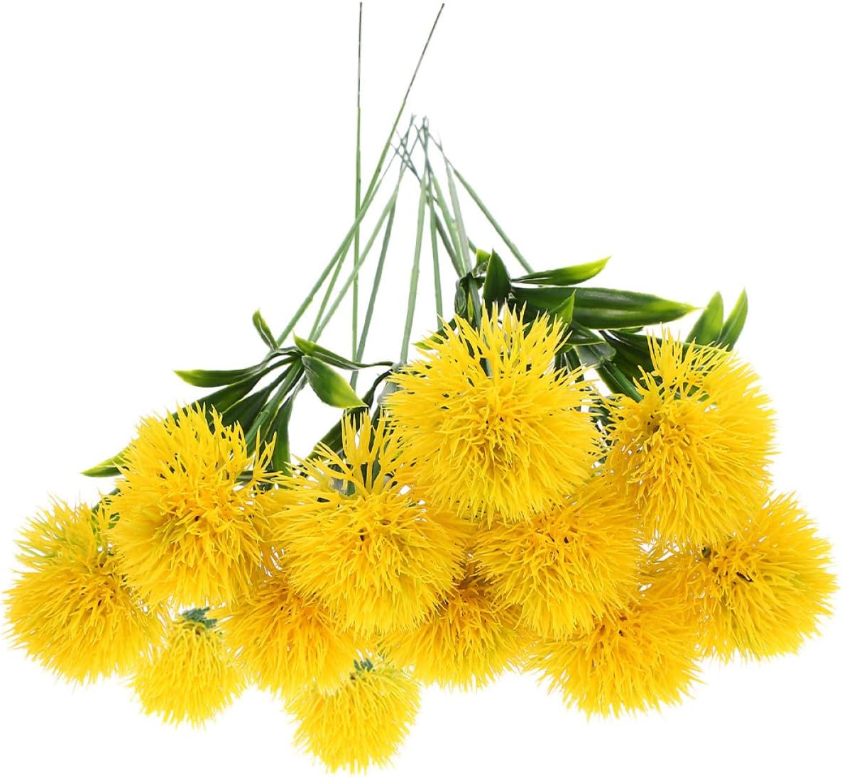 Faux Dandelion Artificial Flowers Bouquet Lifelike Yellow Simulation Dandelion for Wedding Home Office Table Decoration 9.84In