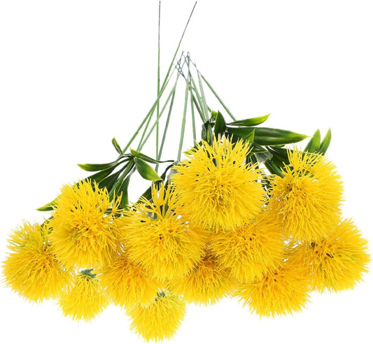 Faux Dandelion Artificial Flowers Bouquet Lifelike Yellow Simulation Dandelion for Wedding Home Office Table Decoration 9.84In
