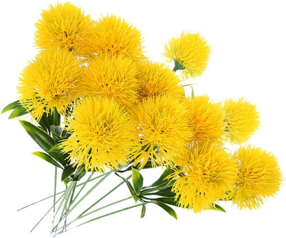Faux Dandelion Artificial Flowers Bouquet Lifelike Yellow Simulation Dandelion for Wedding Home Office Table Decoration 9.84In