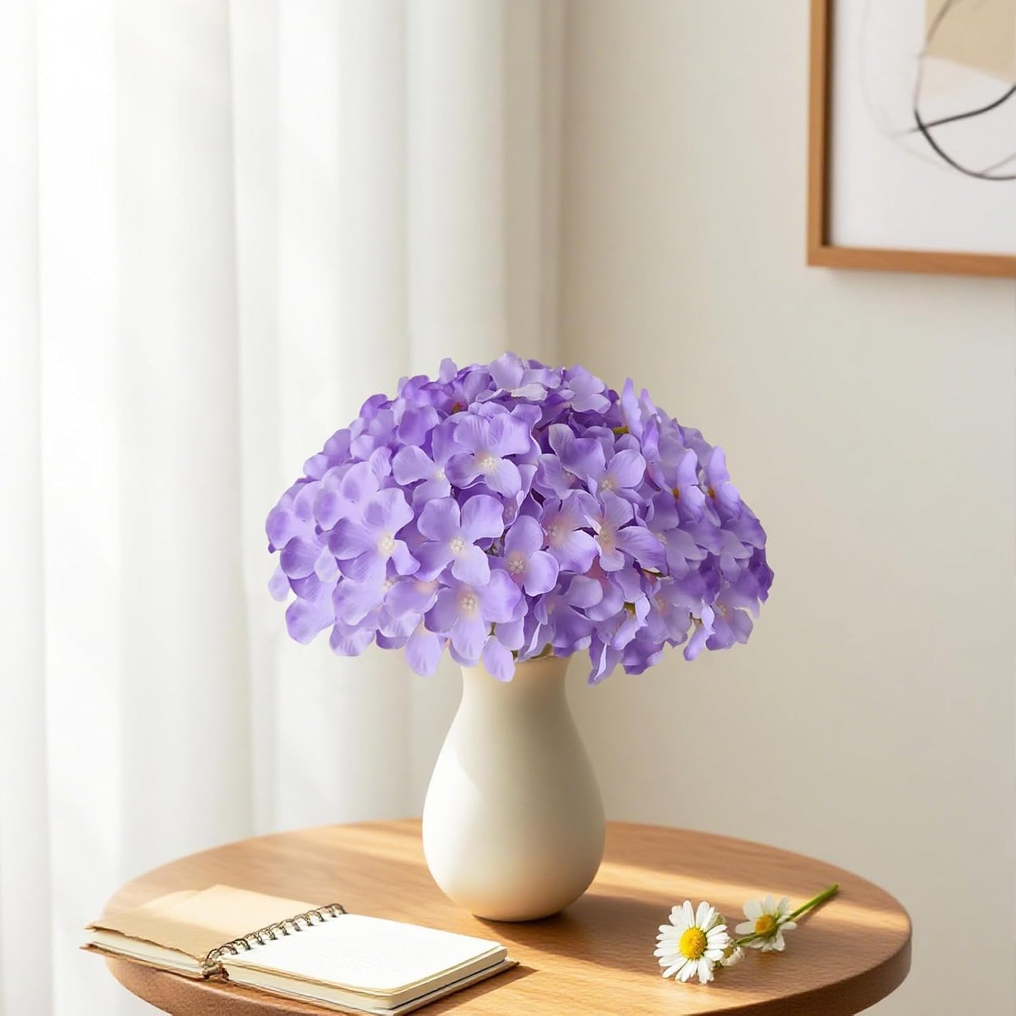 100 Pcs Faux White Hydrangea Artificial Flowers Bulk, Fake Silk Hydrangea Flowers Heads with Stems for Wedding Decorations Garden Party Baby Shower Porch Home Decor Table Centerpieces