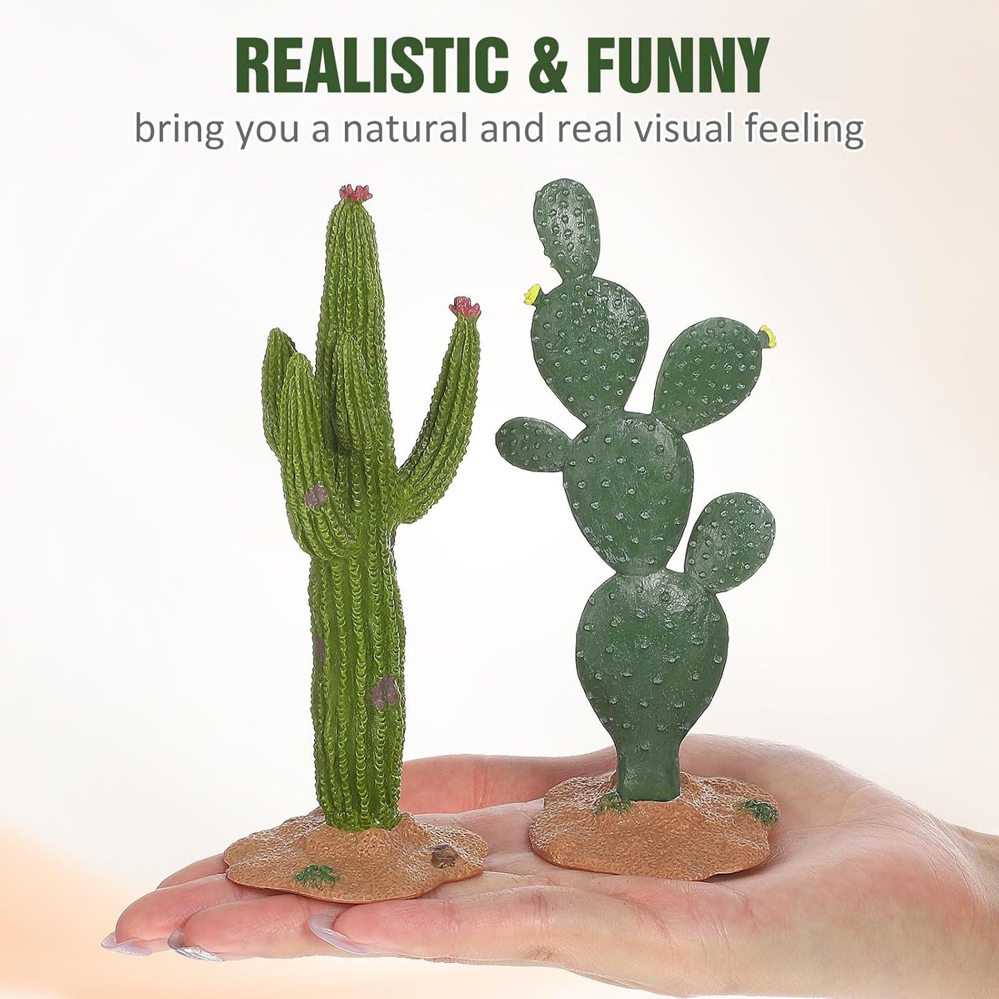 UKCOCO 2 Pack Simulated Cactus Adornments Lifelike Cactus Figurine Desktop Decor 5.70 in PVC Modeling Statue for Home Office Garden Terrarium