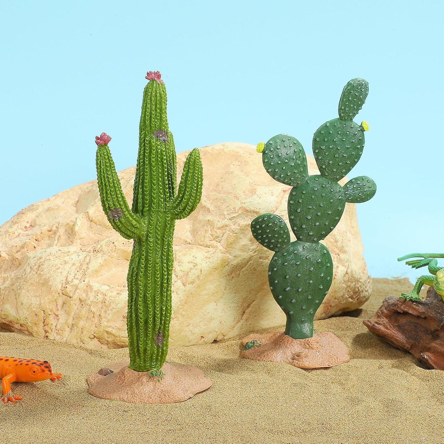 UKCOCO 2 Pack Simulated Cactus Adornments Lifelike Cactus Figurine Desktop Decor 5.70 in PVC Modeling Statue for Home Office Garden Terrarium