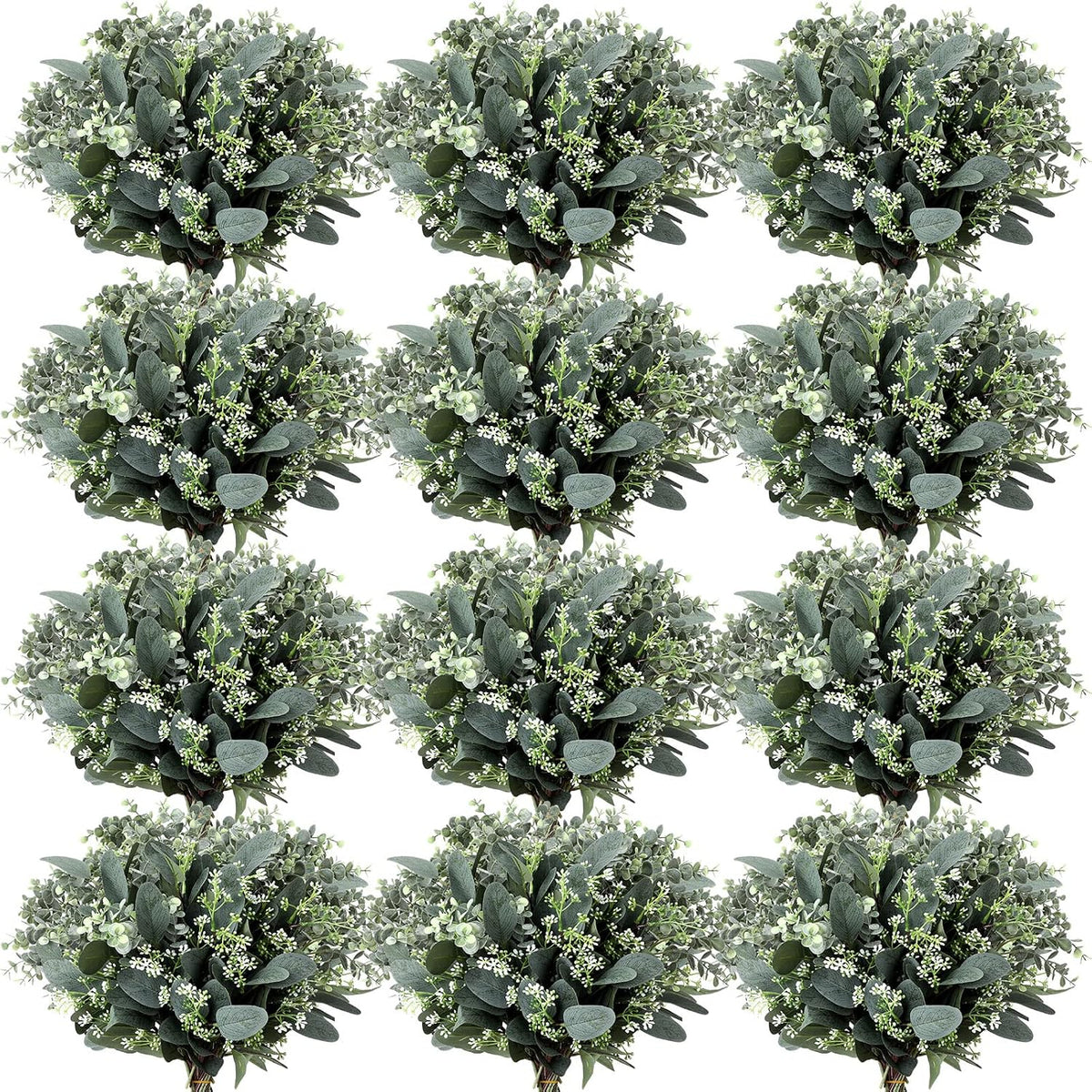 Mixed Eucalyptus Stems, Artificial Greenery White Seeds, 60