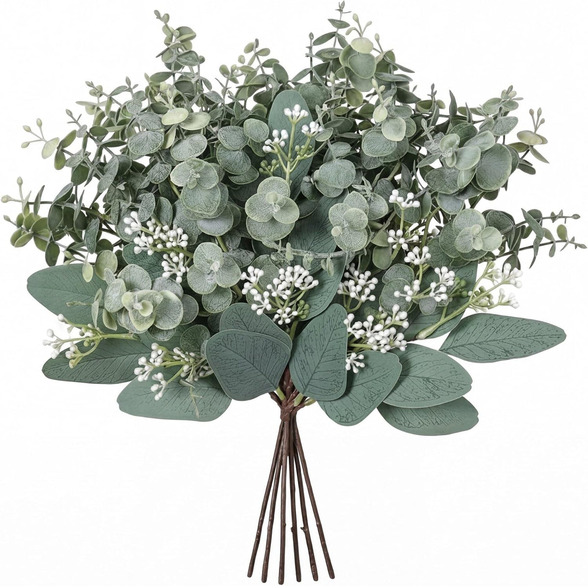 Mixed Eucalyptus Stems, Artificial Greenery White Seeds, 60