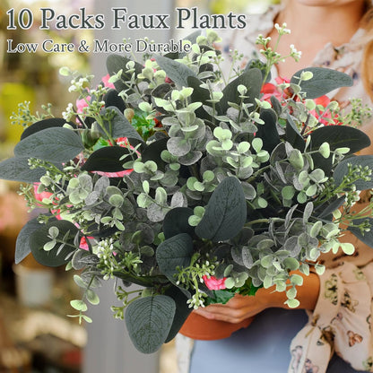 Mixed Eucalyptus Stems, Artificial Greenery White Seeds, 60