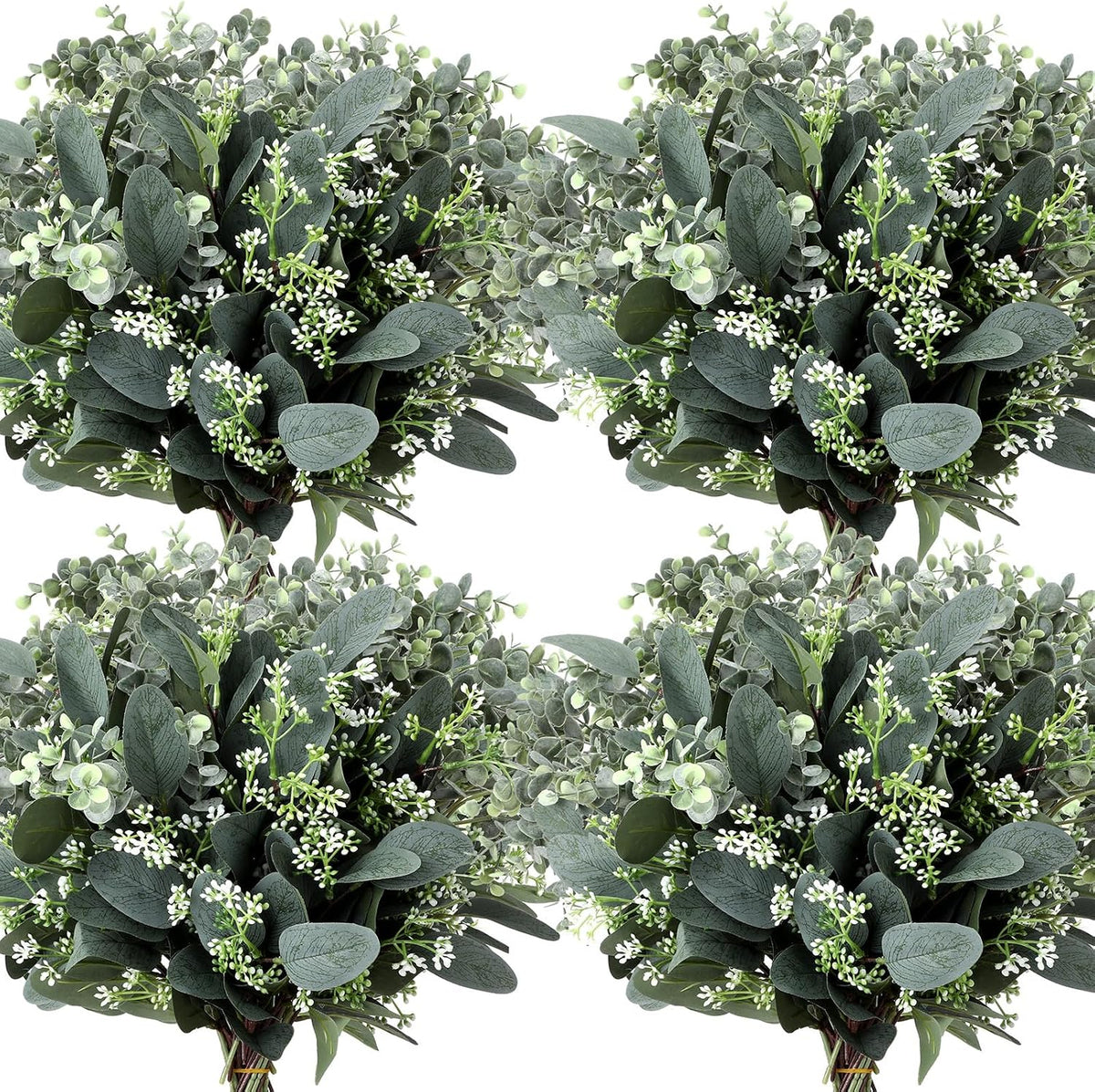Mixed Eucalyptus Stems, Artificial Greenery White Seeds, 60