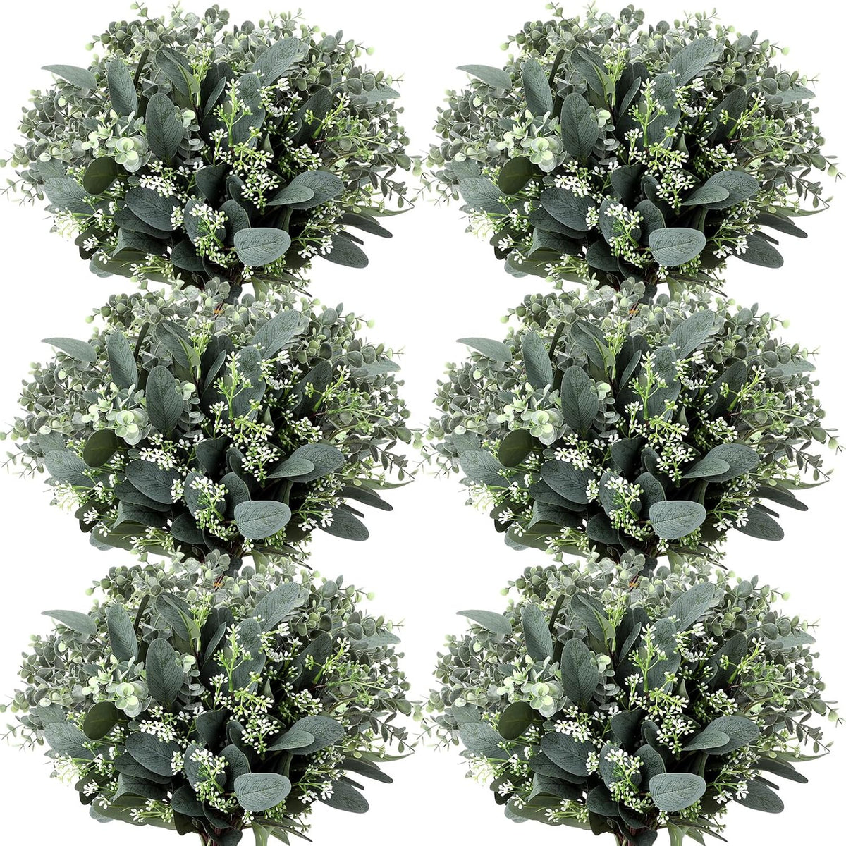 Mixed Eucalyptus Stems, Artificial Greenery White Seeds, 60