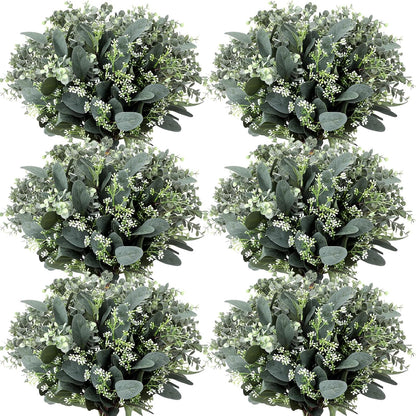 Mixed Eucalyptus Stems, Artificial Greenery White Seeds, 60