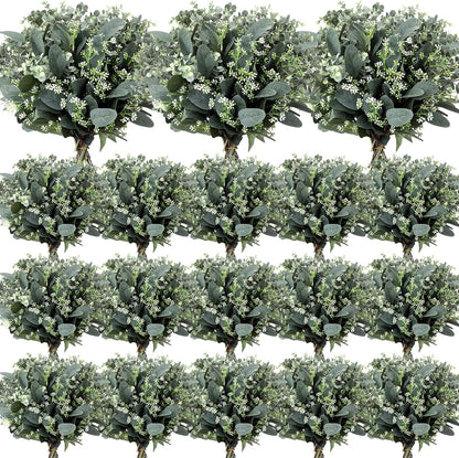 Mixed Eucalyptus Stems, Artificial Greenery White Seeds, 60