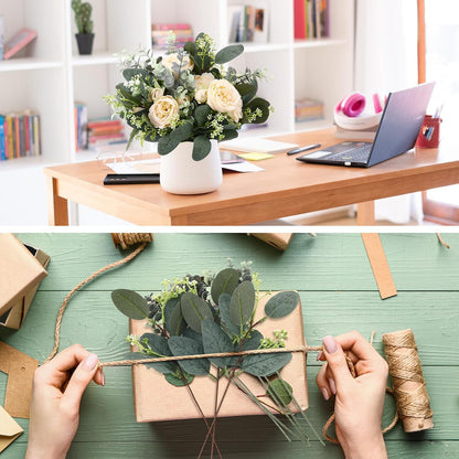 Mixed Eucalyptus Stems, Artificial Greenery White Seeds, 60