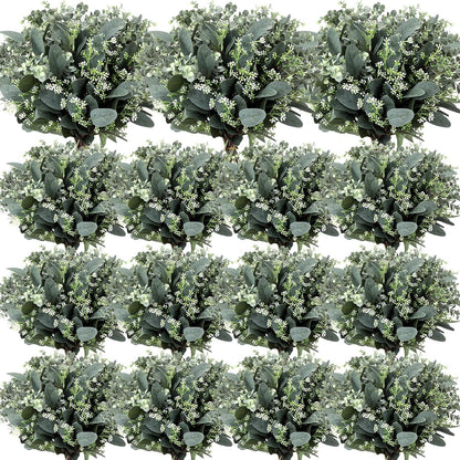 Mixed Eucalyptus Stems, Artificial Greenery White Seeds, 60