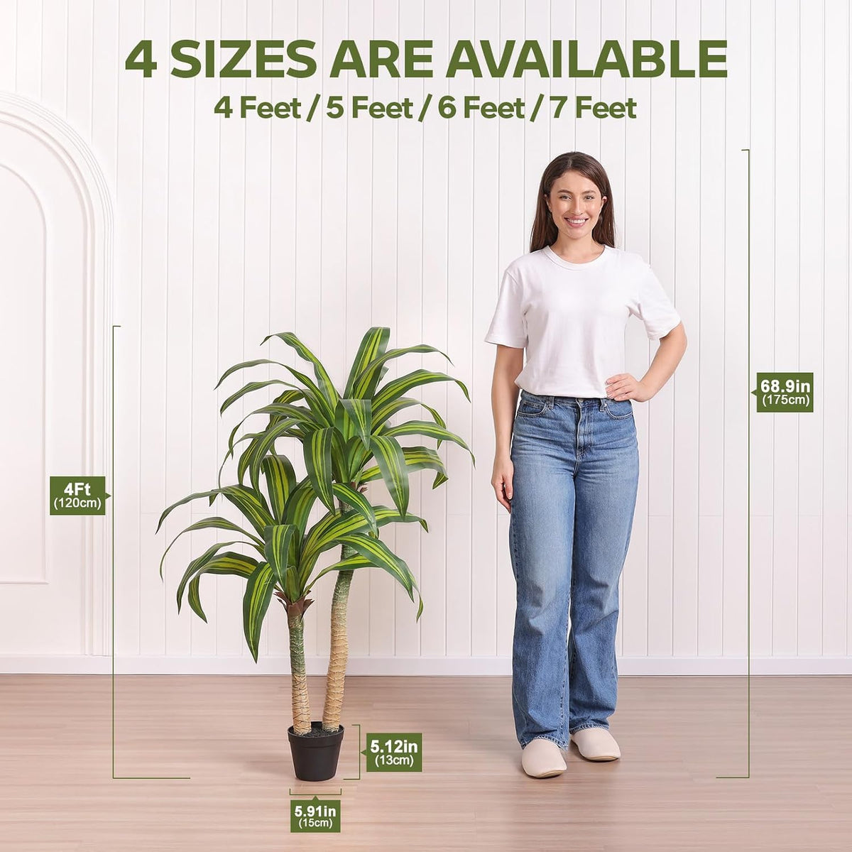 5ft Artificial Dracaena Tree with Natural Trunk