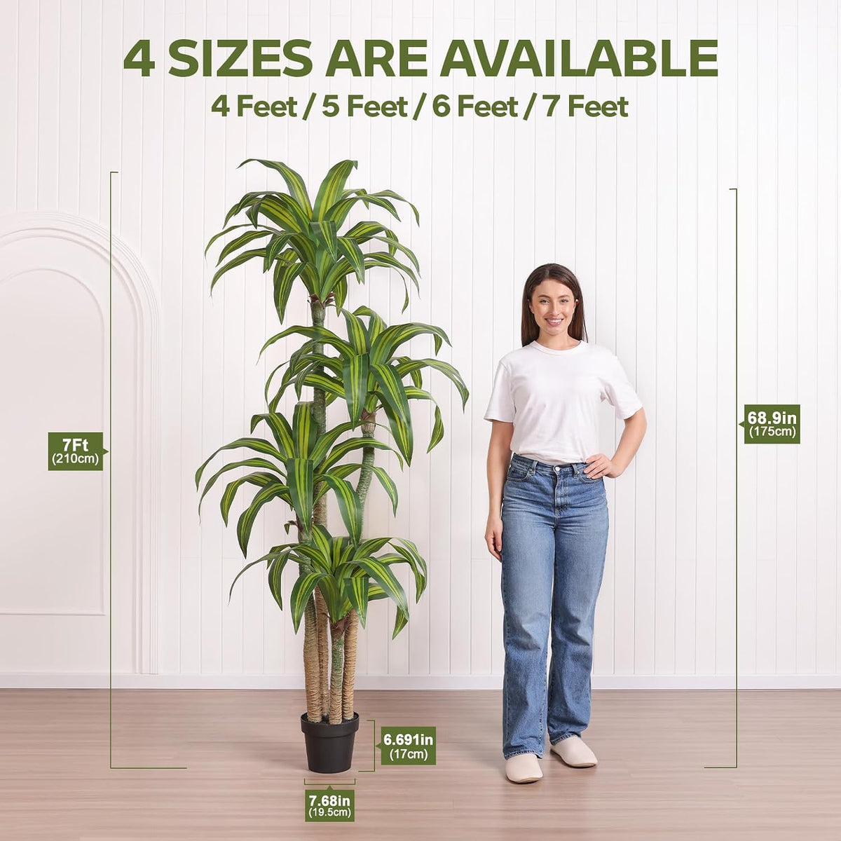 5ft Artificial Dracaena Tree with Natural Trunk