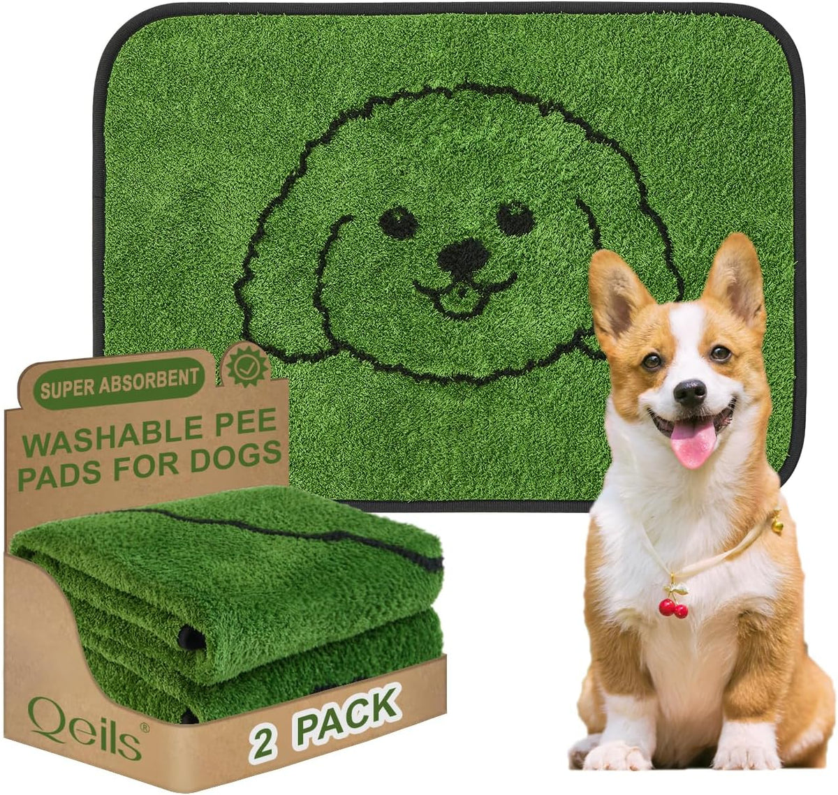 Reusable Puppy Pads , Washable Pee Pads for Dogs 18" x 24" 2 Pack