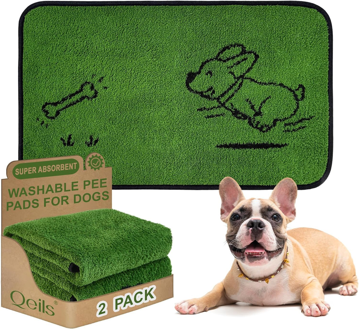 Reusable Puppy Pads , Washable Pee Pads for Dogs 18" x 24" 2 Pack