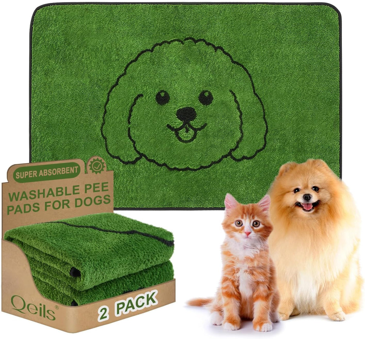 Reusable Puppy Pads , Washable Pee Pads for Dogs 18" x 24" 2 Pack