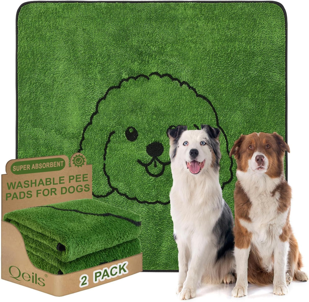 Reusable Puppy Pads , Washable Pee Pads for Dogs 18" x 24" 2 Pack