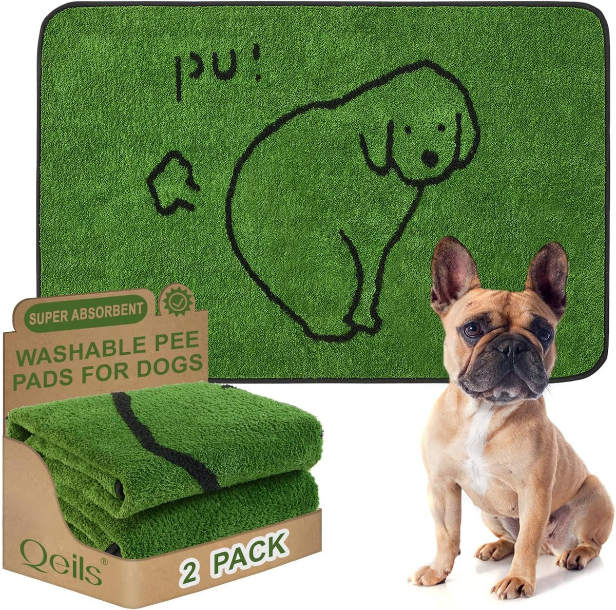 Reusable Puppy Pads , Washable Pee Pads for Dogs 18" x 24" 2 Pack