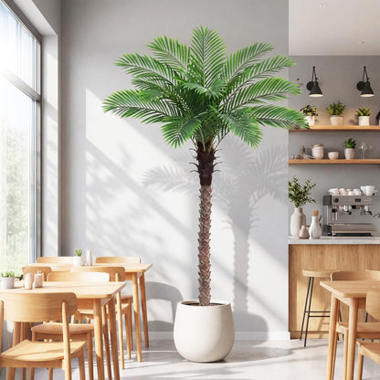 6FT Tall Artificial Coconut Tree with Black Pot, Realistic Faux Coconut Palm Floor Plant, for Living Room, Patio, Office, Wedding & Tropical Theme. (1, Black-Pot, 6FT)