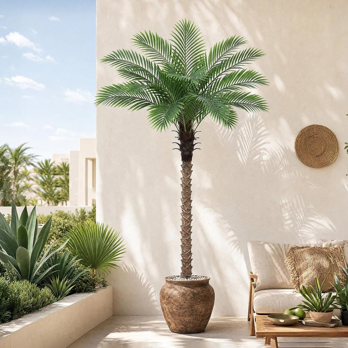 6FT Tall Artificial Coconut Tree with Black Pot, Realistic Faux Coconut Palm Floor Plant, for Living Room, Patio, Office, Wedding & Tropical Theme. (1, Black-Pot, 6FT)
