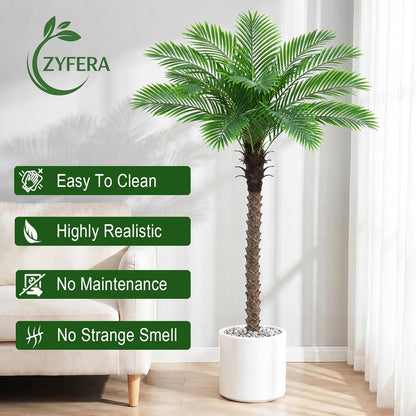 6FT Tall Artificial Coconut Tree with Black Pot, Realistic Faux Coconut Palm Floor Plant, for Living Room, Patio, Office, Wedding & Tropical Theme. (1, Black-Pot, 6FT)