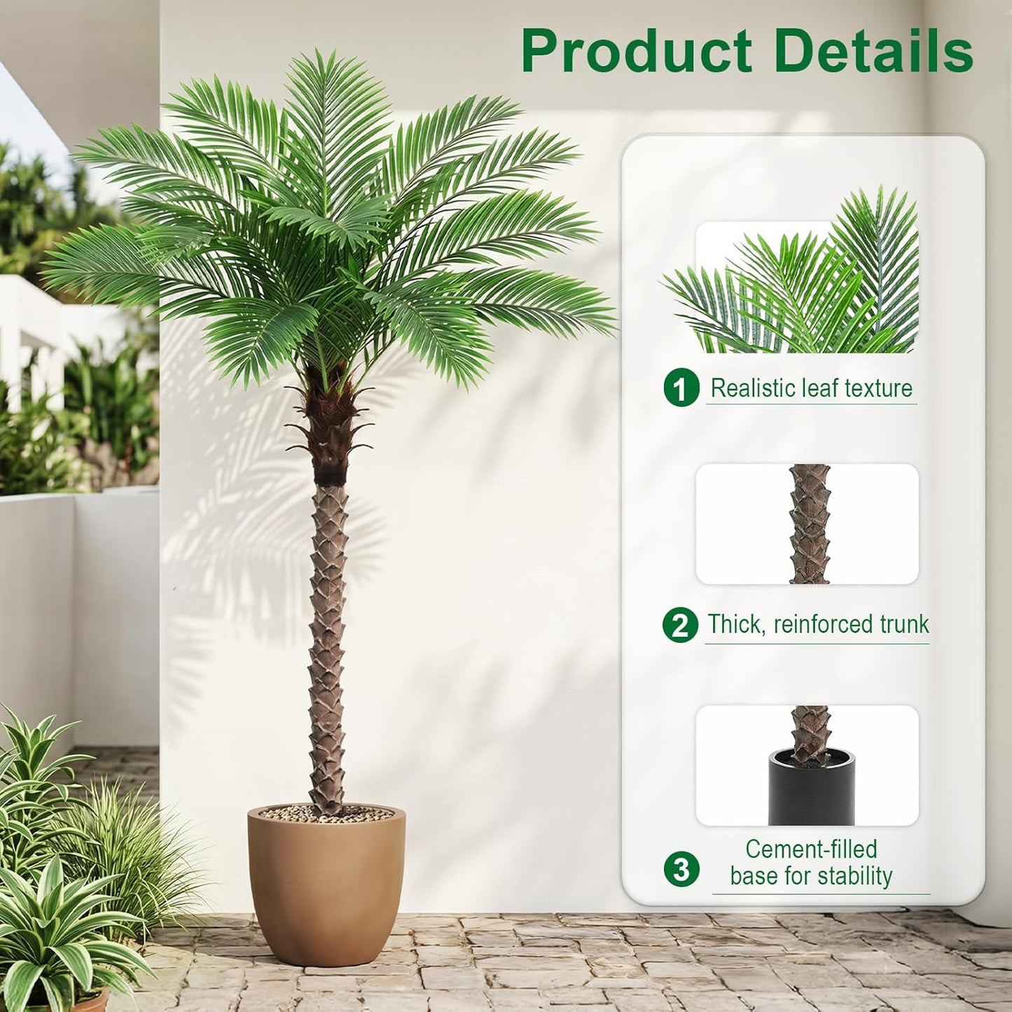 6FT Tall Artificial Coconut Tree with Black Pot, Realistic Faux Coconut Palm Floor Plant, for Living Room, Patio, Office, Wedding & Tropical Theme. (1, Black-Pot, 6FT)