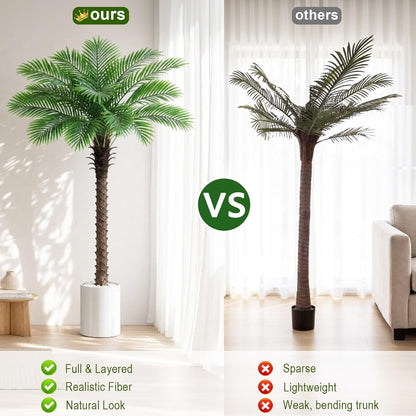 6FT Tall Artificial Coconut Tree with Black Pot, Realistic Faux Coconut Palm Floor Plant, for Living Room, Patio, Office, Wedding & Tropical Theme. (1, Black-Pot, 6FT)