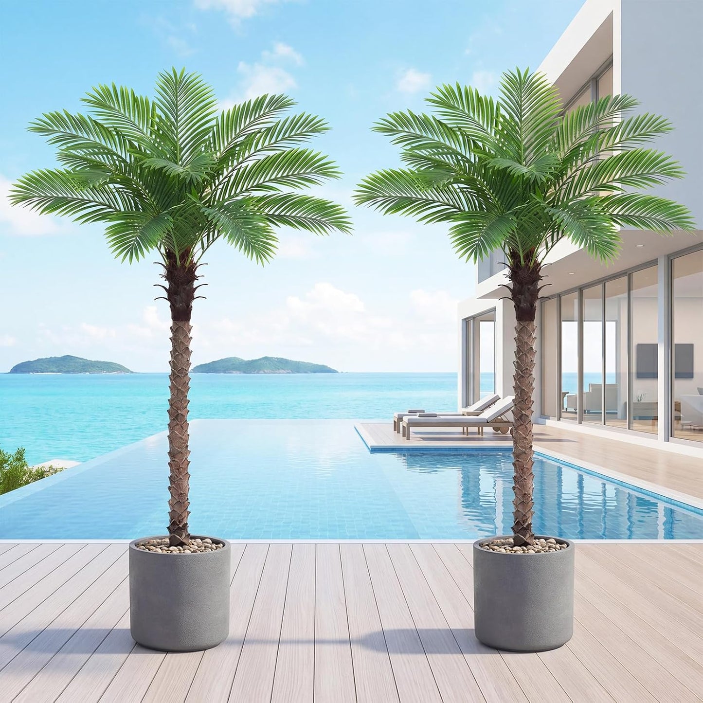 6FT Tall Artificial Coconut Tree with Black Pot, Realistic Faux Coconut Palm Floor Plant, for Living Room, Patio, Office, Wedding & Tropical Theme. (1, Black-Pot, 6FT)