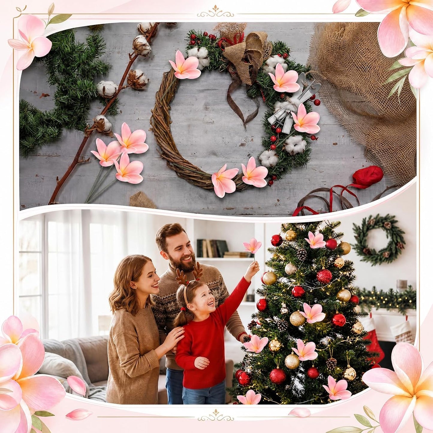 30 Pcs Hawaiian Plumeria Frangipani PU Artificial Flowers Tropical Flowers with Stems for DIY Real to Touch Birthday Gifts Wedding Home Hawaiian Party Decor Table Centerpiece (Orange Pink)