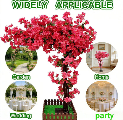 8.2FT Artificial Cherry Blossom Tree with Pink Flowers, Faux Tree for Wedding, Home, Party, Indoor Decor (Red Bougainvillea, 8.2FT x 6.56FT /98.5INCH x 78INCH)