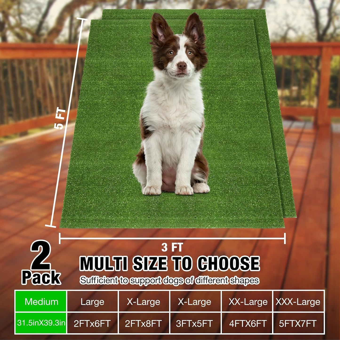 GLOBREEN Grass Pad for Dog Large Size - 2FTx6FT, Dog Potty Training Turf, Indoor Outdoor Pets Pee Fake Grass for Balcony Patio Yard