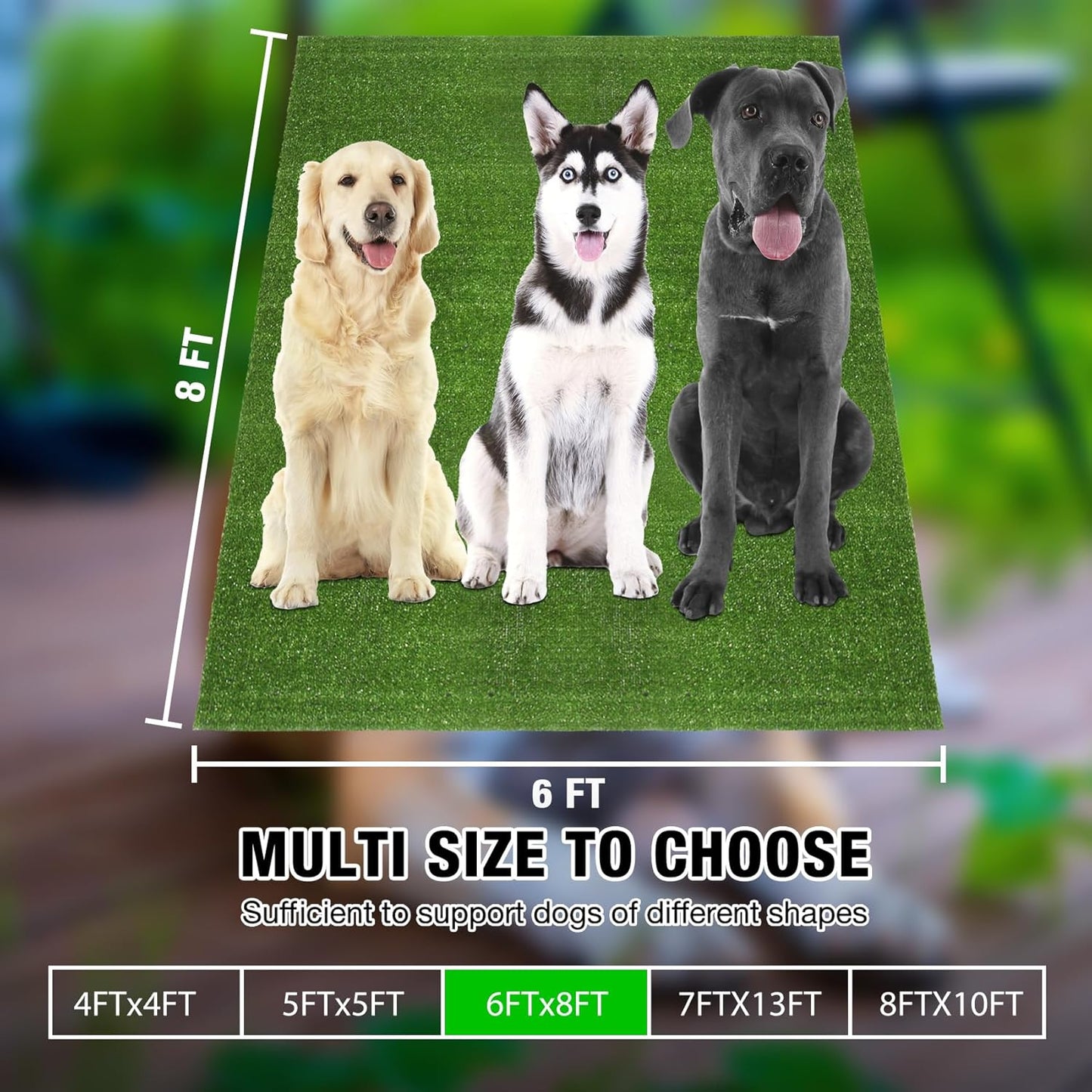 GLOBREEN Grass Pad for Dog Large Size - 2FTx6FT, Dog Potty Training Turf, Indoor Outdoor Pets Pee Fake Grass for Balcony Patio Yard