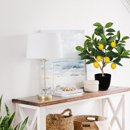Artificial Potted Plants 19.7 inches Small Fake Lemon Tree Artificial Lemons Citrus Tree with Black Pot Faux Plants Indoor Lemon Decorations for Home,Office, Living Room Table, Desk