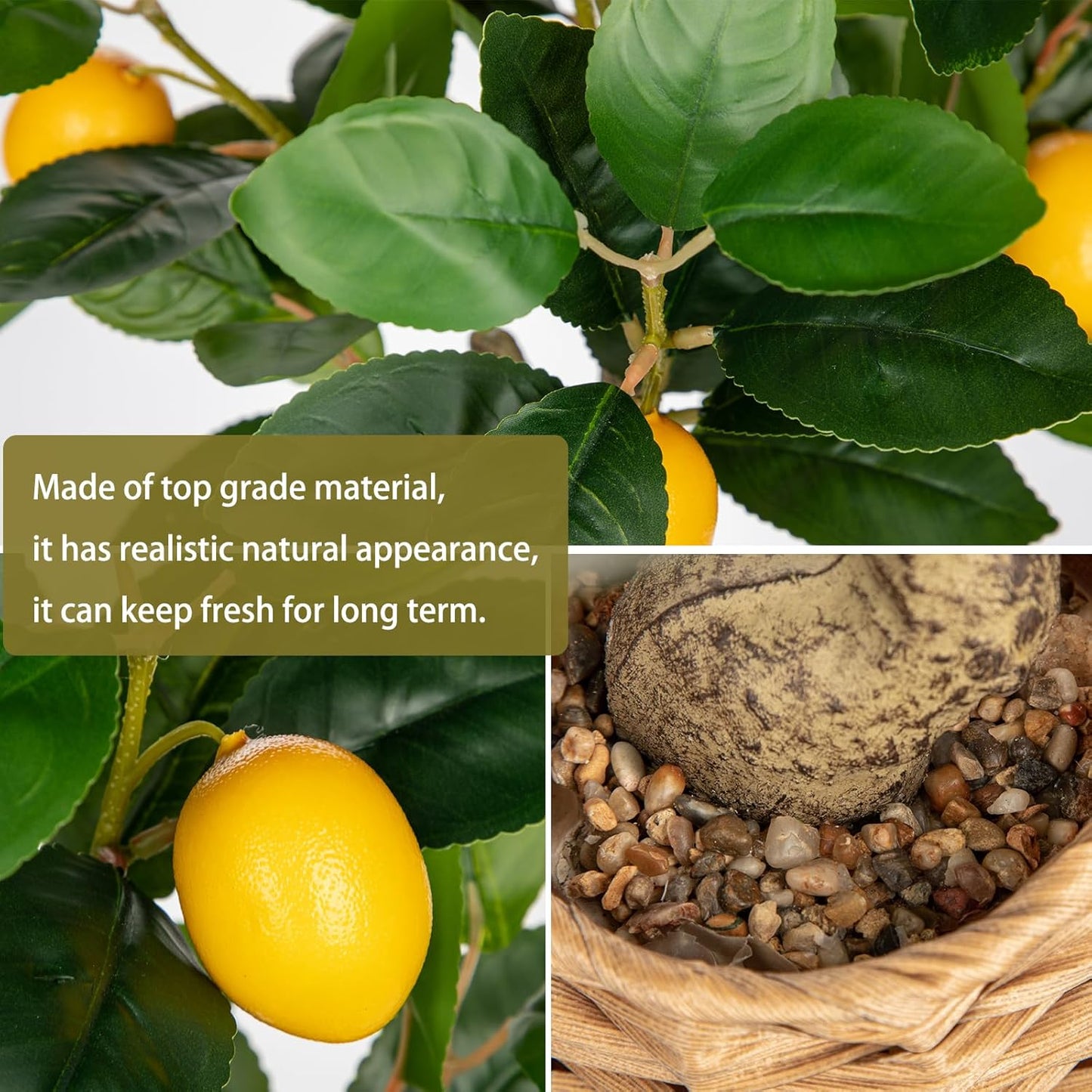 Artificial Potted Plants 19.7 inches Small Fake Lemon Tree Artificial Lemons Citrus Tree with Black Pot Faux Plants Indoor Lemon Decorations for Home,Office, Living Room Table, Desk
