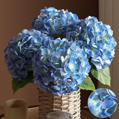 2Pcs Hydrangea Artificial Flowers, 22.44" Real Touch Latex Faux Hydrangea with Long Stems & Leaves for Home Office Decor or Wedding, Party, Centerpieces, Floral Arrangements (White)