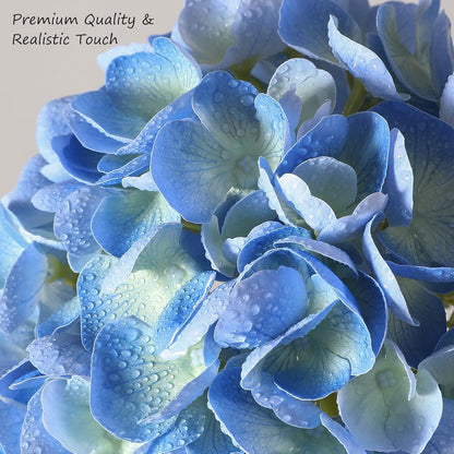 2Pcs Hydrangea Artificial Flowers, 22.44" Real Touch Latex Faux Hydrangea with Long Stems & Leaves for Home Office Decor or Wedding, Party, Centerpieces, Floral Arrangements (White)